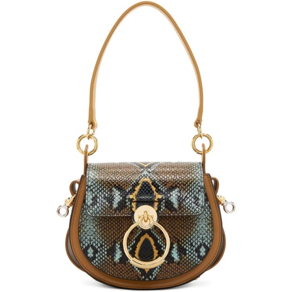 NEW Chloé Tess Small Snake-Embossed Leather Shoulder Bag - Picture 7 of 10